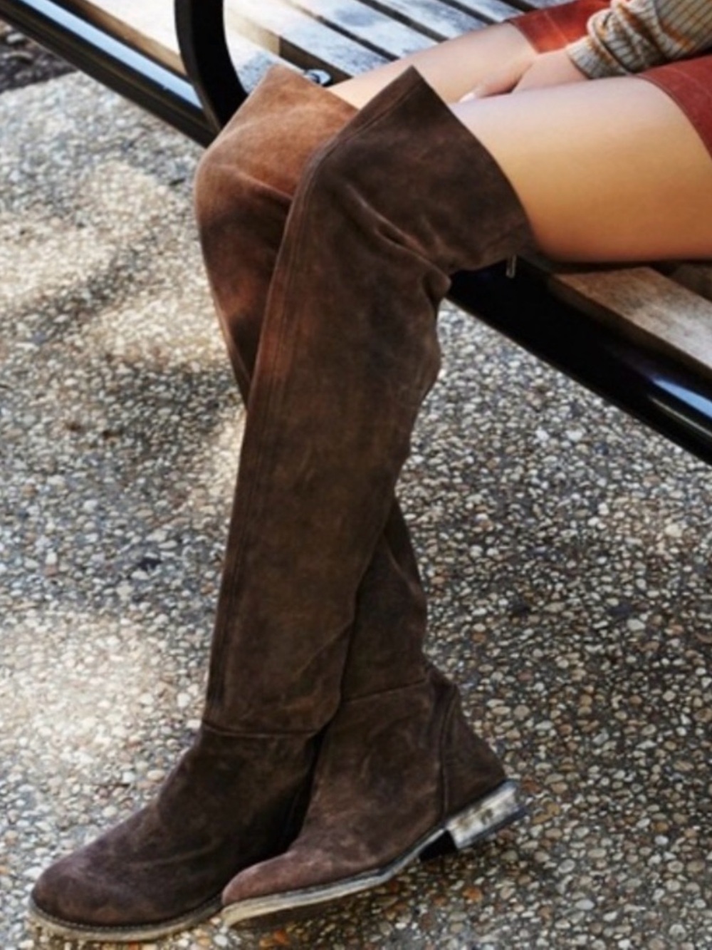 Free People Carlisle Brown Suede Over the Knee Boots 38